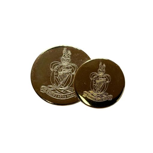 Picture of The Queen's Royal Hussars Blazer Buttons - Brass - Engraved - Small - Gilt
