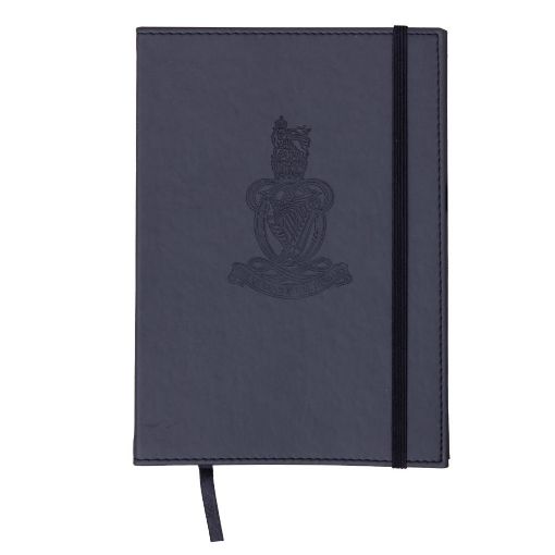 Picture of The Queen's Royal Hussars Notebook - A5 Black Hardback - Embossed Black Regimental Badge - Lined - Tudor Crown